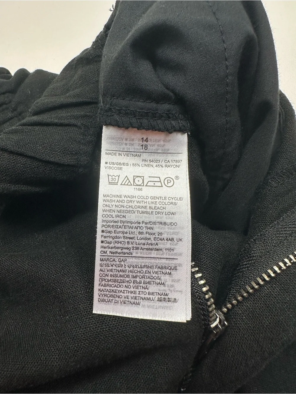GAP Black Wide-Leg Linen Blend High-Rise Easy Trousers Pleated Pants Size 14